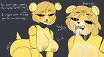 anthro aroused asking asking_viewer bear_tail big_breasts black_nose black_sclera blonde_hair blush blush_lines bodily_fluids breasts cum cum_in_mouth cum_inside cum_on_breasts cum_on_ear cum_on_eye cum_on_face cum_on_neck cum_on_snout cum_on_tongue dialogue eyebrows eyelashes fangs female freckles genital_fluids hair leaning leaning_forward looking_up machine nipples nude open_mouth outline partial_speech_bubble pupils question question_mark questioning_tone smile solo talking_to_viewer teeth text thick_thighs tongue tongue_out void_eyes white_pupils white_text yellow_body yes-no_question zhenai five_nights_at_freddy's scottgames golden_freddy_(fnaf) animatronic bear mammal robot 2022 digital_media_(artwork) english_text hi_res