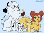 :3 :< blue_eyes brown_eyes eyelashes family family_photo family_portrait female feral fur group male mane redesign redesigned tail tail_tuft tan_body tan_fur tongue tongue_out tuft white_body white_fur young young_feral jackrabbit_(artist) kimba_the_white_lion osamu_tezuka kimba kitty_(kimba) lukio lune_(kimba) felid lion mammal pantherine 2024 4:3 digital_media_(artwork) full-length_portrait hi_res ibispaint_(artwork) portrait signature daughter_(lore) father_(lore) father_and_child_(lore) father_and_daughter_(lore) father_and_son_(lore) mother_(lore) mother_and_child_(lore) mother_and_daughter_(lore) mother_and_son_(lore) parent_(lore) parent_and_child_(lore) parent_and_daughter_(lore) parent_and_son_(lore) son_(lore)