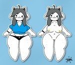 anthro areola female freckles genitals pussy short_stack solo thick_thighs yellow_areola yellow_pussy dimsun undertale undertale_(series) temmie_(undertale) canid canine felid feline mammal tem model_sheet