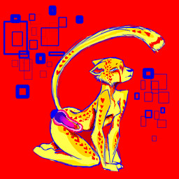 anthro bodily_fluids breasts colorful_background cum cum_inside duo ejaculation eyeburn female genital_fluids genitals knot knotted_penis knotting multicolored_penis penis slim small_breasts x-ray_view x-ray_vision cheetah felid feline hybrid mammal 1:1 hi_res