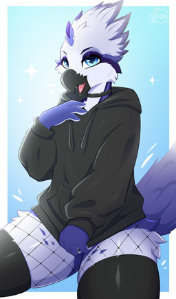 anthro beak black_beak black_choker black_clothing black_hoodie black_jewelry black_legwear black_necklace black_stockings black_topwear blue_body blue_eyes cheek_tuft choker clothed clothing facial_tuft femboy fingers fishnet_stockings hoodie jewelry legwear looking_at_viewer male necklace open_beak open_mouth pantsless sitting solo stockings tail thick_thighs topwear tuft eloya_art avian bird absurd_res colored digital_drawing_(artwork) digital_media_(artwork) hi_res shaded
