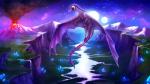 ambiguous_gender curved_horn detailed_background feral flying horn membrane_(anatomy) membranous_wings moon night nude purple_body purple_skin sky smoke solo spines star starry_sky tail volcano wings neytirix mythology dragon mythological_creature mythological_scalie scalie 16:9 hi_res widescreen