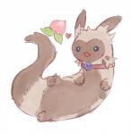 ambiguous_gender blush collar feral food fruit fur heart_symbol looking_at_viewer open_mouth pecha_berry plant pokemon_berry simple_background smile solo white_background nrj_275 nintendo pokemon fan_character heartberry furret generation_2_pokemon pokemon_(species) hi_res