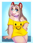 5_fingers anthro blue_eyes breasts clothed clothing ear_piercing eyebrows eyelashes female fingers lips open_mouth piercing smile solo teeth thick_bottom_lip tongue ei-ka bear mammal 2023 digital_media_(artwork) hi_res