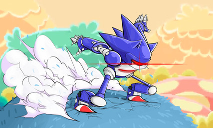 anthro blue_body blue_skin fungus glowing glowing_eyes machine male mushroom red_eyes screencap screencap_background snout solo white_body white_skin zer01 sega sonic_the_hedgehog_(series) super_mario_bros._z metallix eulipotyphlan hedgehog mammal robot hi_res