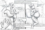 3:2 anthro breasts building canid canine comic dialogue duo english_text faf fafcomics female fence fox greyscale hetty_(faf) house mammal monochrome obese overweight text