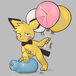 anthro balloon balloon_fetish balloon_popping balls bow_tie bow_tie_only feet flaccid foot_fetish foreskin fur genitals grey_background humanoid_genitalia humanoid_penis inflatable long_foreskin male monotone_background mostly_nude penis popped_balloon simple_background small_penis smile smiling_at_viewer smirk smirking_at_viewer solo stomping yellow_body yellow_fur young young_anthro young_male badipoki nintendo pokemon generation_2_pokemon pichu pokemon_(species) 1:1 absurd_res hi_res
