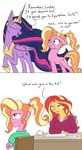 container crown cup desk dialogue eye_bags female furniture hair headgear horn horseshoe long_hair mug ponytail table text tiara wings rocket-lawnchair equestria_girls friendship_is_magic hasbro my_little_pony mythology luster_dawn_(mlp) queen_twilight_(mlp) sunset_shimmer_(eg) twilight_sparkle_(mlp) equid equine human mammal mythological_creature mythological_equine unicorn winged_unicorn absurd_res comic english_text hi_res