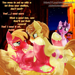 anal anal_penetration bodily_fluids cum cum_in_ass cum_inside duo genital_fluids group male male/male penetration trio tobias2004 friendship_is_magic hasbro my_little_pony big_macintosh_(mlp) feather_bangs_(mlp) sugar_belle_(mlp) equid equine horse mammal hi_res