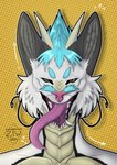 anthro male solo tongue zhekathewolf mythology dragon mythological_creature mythological_scalie scalie unknown_species hi_res portrait