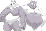 anthro belly big_belly blush duo eyes_closed hand_holding humanoid_hands kemono male moobs overweight overweight_male simple_background exe_exem bear giant_panda mammal 2022 digital_media_(artwork)