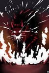angry burning duo feral fire male outline rage_face rock vent_art conditional_dnp pawsta canid canine mammal monster murid murine rat rodent 2:3 absurd_res hi_res