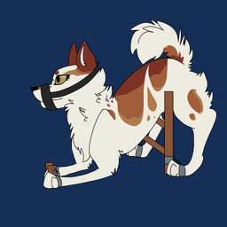 bound breeding_stand female feral muzzle_(object) muzzled restrained simple_background solo spread_legs spreading submissive submissive_female pernicious kamari canid canine canis domestic_dog husky mammal nordic_sled_dog spitz 1:1 2016 alpha_channel hi_res
