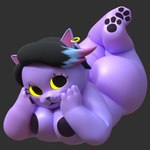 anthro big_nipples ear_piercing female glowing glowing_eyes nipples overweight pawpads piercing purple_body solo yellow_eyes anonymous_artist undertale_(series) catty_(undertale) domestic_cat felid feline felis mammal 3d_(artwork) digital_media_(artwork) hi_res