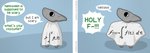 ambiguous_gender anthro calculus chibi clothing costume dialogue grey_body holidays profanity simple_background solo speech_bubble text orbitalis halloween orb_(orbitalis) fish marine shark english_text