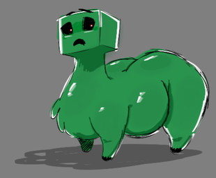 ambiguous_gender feral quadruped shocked solo naughtymoff microsoft minecraft mojang xbox_game_studios creeper_(minecraft) low_res