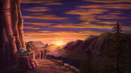 amazing_background armor brown_body brown_feathers canyon clothing cloud cutie_mark detailed_background feathered_wings feathers female feral grey_hair hair hat headgear headwear helmet mountain multicolored_hair orange_body outside pith_helmet plant purple_eyes quadruped sapphire_statue scenery_porn shirt sky solo sun sunset tail topwear tree wings wood tsitra360 friendship_is_magic hasbro my_little_pony mythology daring_do_(mlp) equid equine mammal mythological_creature mythological_equine pegasus 2012 detailed hi_res wallpaper