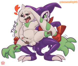 anal balls blush bodily_fluids claws clothing drooling duo ear_pull foreskin genitals gloves handwear heart_symbol humanoid_genitalia humanoid_penis male male/male male_on_bottom male_on_top masturbation on_bottom on_top open_mouth penis reverse_cowgirl_position saliva scarf sex simple_background puggy bandai_namco digimon digimon_(species) imp impmon terriermon hi_res