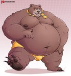 anthro belly big_belly brown_body bulge clothing male moobs navel nipples obese obese_male overweight overweight_male scar scarf solo text underwear stompsyeen dreamworks puss_in_boots_(franchise) papa_bear_(puss_in_boots) bear mammal 2023 absurd_res hi_res url