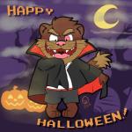 anthro clothing costume holidays male solo glitchedweasel halloween glitch_(weasel) mammal mustelid musteline true_musteline vampire weasel 1:1 hi_res