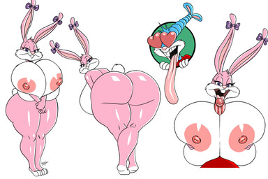 aged_up anthro areola bent_over big_areola big_breasts big_butt big_penis blue_body blue_fur bow_(feature) breast_squish breasts bubble_butt buckteeth butt clothed clothing duo erection eyelashes feet female fluffy fluffy_tail fur genitals heart_eyes heart_symbol holding_breast huge_areola huge_breasts huge_butt huge_penis hyper hyper_breasts leaning leaning_forward long_ears long_tongue looking_at_viewer looking_back male male/female multicolored_body multicolored_fur nipples nude open_mouth penis pink_body pink_fur purple_eyes short_tail simple_background smile squish tail teeth thick_thighs toes tongue toony two_tone_body two_tone_fur white_background white_body white_fur wide_hips aeolus06 tiny_toon_adventures warner_brothers babs_bunny buster_bunny lagomorph leporid mammal rabbit 2023 dated digital_drawing_(artwork) digital_media_(artwork) hi_res signature