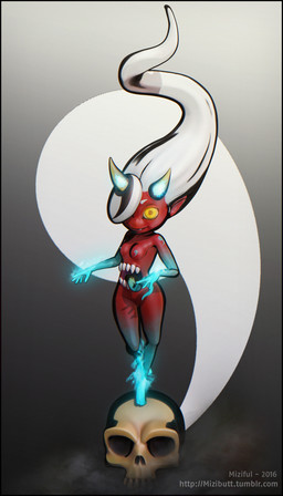 belly_mouth black_border blue_body blue_nipples blue_tongue bone border breasts female front_view gloves_(marking) grey_background hair horn humanoid_pointy_ears leg_markings long_hair looking_at_viewer markings nipples nude pointy_ears red_body sharp_teeth simple_background skull small_breasts socks_(marking) solo teeth thick_thighs tongue tongue_out white_hair wide_hips yellow_eyes yellow_horn miziful asian_mythology east_asian_mythology japanese_mythology mythology demon demon_humanoid horned_humanoid humanoid yokai 3d_(artwork) digital_media_(artwork) hi_res