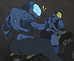 ambiguous_gender armor big_butt bodysuit butt butt_size_difference clothing duo femboy heavy mongoose_(halo) sitting skinsuit small_waist surprise thick_thighs tight_clothing vehicle wide_hips methados halo_(series) microsoft xbox_game_studios alien human mammal sangheili hi_res