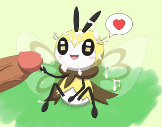 antennae_(anatomy) anthro black_antennae blush bodily_fluids clitoral clitoral_masturbation clitoris cum cum_on_face cum_on_penis cum_on_wings duo female female_focus female_on_human genital_fluids genitals heart_symbol human_on_anthro humanoid_genitalia humanoid_penis interspecies male male/female male_on_anthro masturbation micro penis pokephilia scarf stick_arms stick_calves stick_legs stick_thighs thin_calves thin_legs thin_thighs touching_penis translucent translucent_wings vulva white_body wings yellow_body minami_(artist) nintendo pokemon arthropod generation_7_pokemon human insect mammal pokemon_(species) ribombee