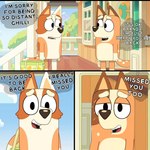 bag building dialogue duo female house looking_at_another outside smile text alessandrafurry bluey_(series) brandy_cattle chilli_heeler australian_cattle_dog canid canine canis cattledog domestic_dog herding_dog mammal pastoral_dog 1:1 comic english_text hi_res sibling_(lore) sister_(lore) sisters_(lore)