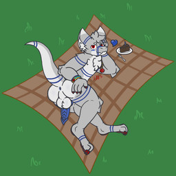 animal_genitalia animal_penis anthro anus balls band_(marking) biped blue_anus blue_blush blue_penis blush blush_lines butt cake cake_slice candle chest_tuft claws countershade_butt countershade_torso countershading cutlery dessert fluffy food fork fur fur_markings genitals grey_body grey_fur hand_on_butt heart_symbol jewelry kitchen_utensils knot looking_at_viewer lying male markings on_side outside paws penis penis_backwards perineum presenting presenting_hindquarters presenting_penis raised_tail red_eyes ridged_knotted_penis ridged_penis simple_background solo tail tools tuft white_body white_fur hornybluboye_(artist) mythology cobolt_(hornybluboye) dragon furred_dragon furred_scalie mythological_creature mythological_scalie scalie 1:1 digital_media_(artwork) hi_res watermark