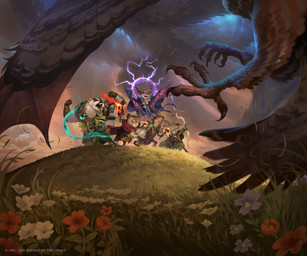 ambiguous_gender anthro arrow_(weapon) bow_(weapon) brown_body brown_fur cape claws clothing cloud dagger detailed_background feathered_wings feathers feet feral flower flying fur grass grey_body grey_fur group holding_bow_(weapon) holding_dagger holding_melee_weapon holding_object holding_ranged_weapon holding_weapon magic male melee_weapon membrane_(anatomy) membranous_wings muscular muscular_male outside plant ranged_weapon tail talons text toes weapon white_body white_fur wings narendra_bintara_adi hasbro magic:_the_gathering wizards_of_the_coast mabel_(magic:_the_gathering) amphibian avian badger bat bird frog lagomorph leporid mammal mouse murid murine mustelid musteline rabbit reptile rodent scalie 2025 absurd_res digital_media_(artwork) english_text hi_res official_art female_(lore)