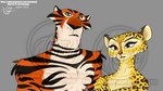 anthro duo female male namygaga dreamworks madagascar_(series) gia_the_jaguar vitaly_(madagascar) felid jaguar mammal pantherine tiger sketch