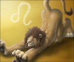 anthro ass_up astrological_symbol black_pawpads brown_mane butt claws fur gradient_background leo_(symbol) looking_at_viewer male mane orange_eyes pawpads paws personification simple_background solo stretching symbol tail teasing western_zodiac_symbol zenthetiger western_zodiac leo_(zodiac) felid lion mammal pantherine 2008 warm_colors yellow_theme