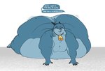 5_fingers annoyed anthro bell bell_collar belly belly_squish big_belly big_butt black_sclera blue_body blue_fur blue_hair blue_nipples butt collar fat_arms fat_legs fingers fur hair half-closed_eyes horizontal_pupils horn huge_belly huge_butt lying male moobs morbidly_obese morbidly_obese_anthro morbidly_obese_male motion_lines narrowed_eyes nipples nude obese obese_anthro obese_male on_front open_mouth overweight overweight_anthro overweight_male pupils scut_tail short_tail simple_background solo squish tail yellow_eyes robuttschei schei_(robuttschei) bovid caprine goat mammal hi_res