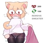 :3 blush clothed clothing featureless_hands female legwear light_body light_skin panties pantsless pantyhose simple_background solo underwear white_background lefantis strip_meme tsukihime type-moon neco-arc animal_humanoid cat_humanoid felid felid_humanoid feline feline_humanoid humanoid mammal mammal_humanoid absurd_res hi_res