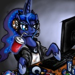 beverage blue_eyes blue_hair can clothing computer computer_keyboard container cosmic_hair drinking electronics ethereal_hair female feral food grimy hair headgear headphones headset hoodie horn monitor soda solo starry_hair tangled_hair topwear myminiatureequine friendship_is_magic hasbro my_little_pony mythology princess_luna_(mlp) equid equine mammal mouse murid murine mythological_creature mythological_equine rodent unicorn 1:1