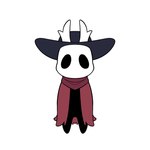 2024 2_horns anthro arthropod black_body black_clothing black_eyes black_hat black_headwear cape clothing digital_media_(artwork) empty_eyes fan_character flat_colors front_view golde hat headgear headwear hi_res hollow_knight horn insect kerchief male red_cape red_clothing red_kerchief simple_background solo standing team_cherry vessel_(species) white_background white_horn