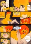 adventure_time anus balls blonde_hair blush breasts butt cartoon_network comic cubby_chambers cunnilingus duo english_text erection female finn_the_human fire flame_princess genitals hair human human_on_humanoid humanoid humanoid_genitalia humanoid_penis interspecies male male/female mammal nipples not_furry nude open_mouth oral penis pussy sex text vaginal