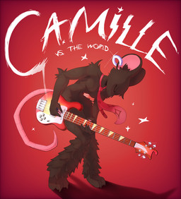 accessory anthro bass_guitar black_arms black_body black_feet black_fur eyes_closed feet female fur guitar holding_guitar holding_musical_instrument holding_object musical_instrument necktie piercing pink_beans pink_tail playing_guitar playing_music plucked_string_instrument poster_(object) poster_design poster_template rat_tail red_background red_guitar red_necktie ring_piercing rock_(genre) shadow simple_background solo sparkles standing star string_instrument tail text wide_hips perezstart53 epic_games fortnite rickenbacker_bass scott_pilgrim_(series) camille_(fortnite) mammal murid murine rat rodent absurd_res hi_res