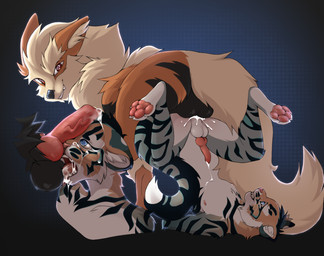 anal anal_knotting anal_orgasm anal_penetration animal_genitalia animal_penis anthro anthro_on_feral anthro_penetrated aphella balls bestiality bodily_fluids canine_genitalia canine_penis cum cum_in_ass cum_inside cum_on_chest cum_on_own_chest cum_on_self duo ejaculation erection feral feral_penetrating feral_penetrating_anthro genital_fluids genitals hands-free interspecies knot knot_hanging knotted_penis knotting leaking_cum male male/male male_on_feral male_penetrated male_penetrating male_penetrating_male nipples orgasm penetration penile penile_penetration penis pokephilia sex oleanderkelly nintendo pokemon arcanine canid canine felid generation_1_pokemon mammal pantherine pokemon_(species) tiger hi_res trans_(lore) trans_man_(lore)