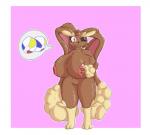anthro big_breasts breasts brown_body brown_fur digital_media_(artwork) female fur generation_4_pokemon growth huge_breasts hyper hyper_breasts lagomorph looking_at_viewer lopunny mamalop_(trcfan) mammal navel nintendo nipples nude pokemon pokemon_(species) simple_background smile solo story story_in_description thick_thighs trcfan