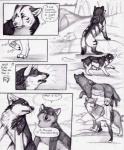 animal_genitalia canid canine canis comic coop_(wrng) dialogue digitigrade english_text female feral genitals greyscale male mammal monochrome natsume_(wrng) natsumewolf oz_(wrng) quadruped rikku sheath tail text wolf wolf's_rain wolf's_rain_next_generation