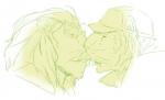 anthro clothing duo eyewear glasses hair hat headgear headwear kissing long_hair male male/male gamma-g felid lion mammal pantherine tiger sketch