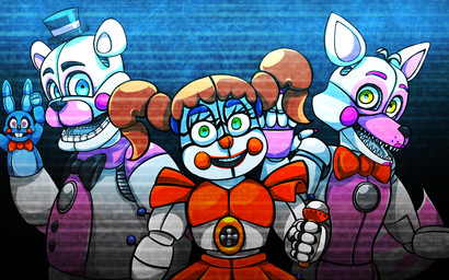 group machine on_model puppet andiiiematronic five_nights_at_freddy's scottgames sister_location circus_baby_(fnaf) funtime_foxy_(fnaf) funtime_freddy_(fnafsl) puppet_bonnie_(fnafsl) animatronic bear canid canine fox human mammal robot 16:10 2016 digital_media_(artwork) widescreen