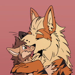 anthro bodily_fluids brown_body brown_fur duo feral fluffy fur hug inner_ear_fluff looking_at_another male neck_tuft open_mouth orange_body orange_fur saliva saliva_on_face seductive tan_body tan_fur tuft mintyderg nintendo pokemon genaron015 arcanine canid canine canis generation_1_pokemon mammal mexican_wolf pokemon_(species) wolf 1:1 absurd_res hi_res