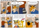 aiden_harris anthro canid canine closet_coon clothing colin_young comic costume dialogue duo_focus english_text fox group key leafdog male mammal naruto petting procyonid raccoon red_fox tail text true_fox