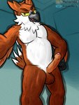 anthro beak brown_body brown_feathers chest_tuft erection feathers foreskin genitals looking_at_viewer male multicolored_body multicolored_feathers musclegut muscular muscular_anthro muscular_male penis selfie slightly_chubby solo tuft two_tone_body two_tone_feathers white_body white_feathers yellow_eyes atomicmeta avian bird owl gizmo_(disambiguation) 3:4 hi_res