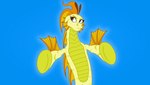 annoyed arms_wide arms_wide_open belly blue_background female feral fin looking_at_viewer looking_away outstretched_arms purple_eyes scaled_underbelly scales simple_background solo true_form tsundere yellow_body yellow_scales badumsquish equestria_girls hasbro my_little_pony ugh_fine_i_guess_you_are_my_little_pogchamp adagio_dazzle_(eg) siren absurd_res hi_res meme