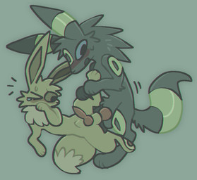 animal_genitalia black_body black_fur blue_eyes bodily_fluids brown_body brown_eyes brown_fur feral feral_on_feral feral_penetrating flustered fur genitals knot knotted_penis lying male male/male on_back penetration penis sweat kriddykreme nintendo pokemon eevee eeveelution generation_1_pokemon generation_2_pokemon pokemon_(species) umbreon
