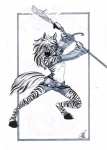 5_fingers anthro biped black_body black_fur black_hair black_hooves black_stripes black_tail bottomwear boxers_(clothing) clothed clothing fighting_pose fingers front_view fur grey_bottomwear grey_clothing grey_eyes grey_underwear hair halberd holding_object holding_weapon hooves long_hair looking_at_viewer male melee_weapon multicolored_body multicolored_fur multicolored_hair multicolored_tail polearm pose simple_background snout solo standing striped_body striped_fur stripes tail two_tone_body two_tone_fur two_tone_hair two_tone_tail underwear weapon white_background white_body white_fur white_hair white_tail kanthara cooper_(stripes) equid equine mammal zebra 2012 full-length_portrait marker_(artwork) portrait signature traditional_media_(artwork)